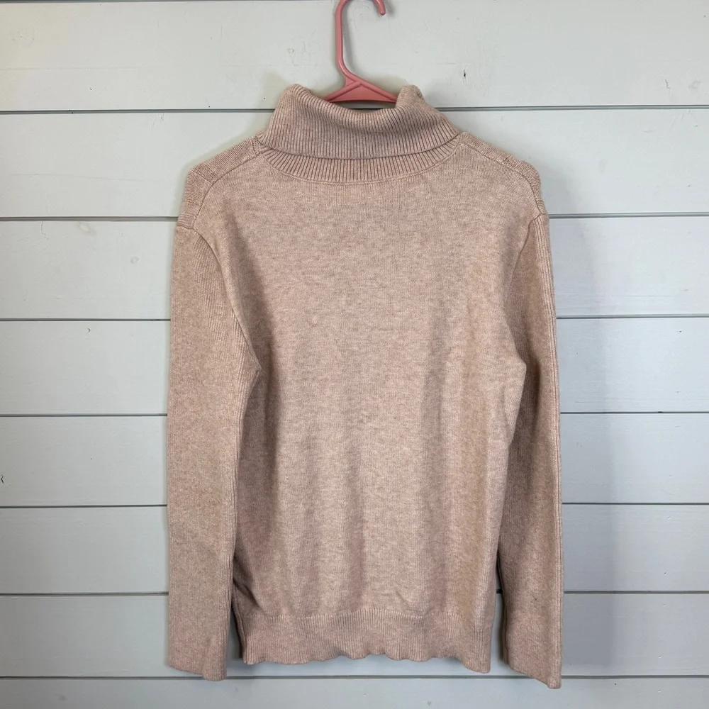 Tan Cream cable knit front sweater turtleneck women's size‎ M/L